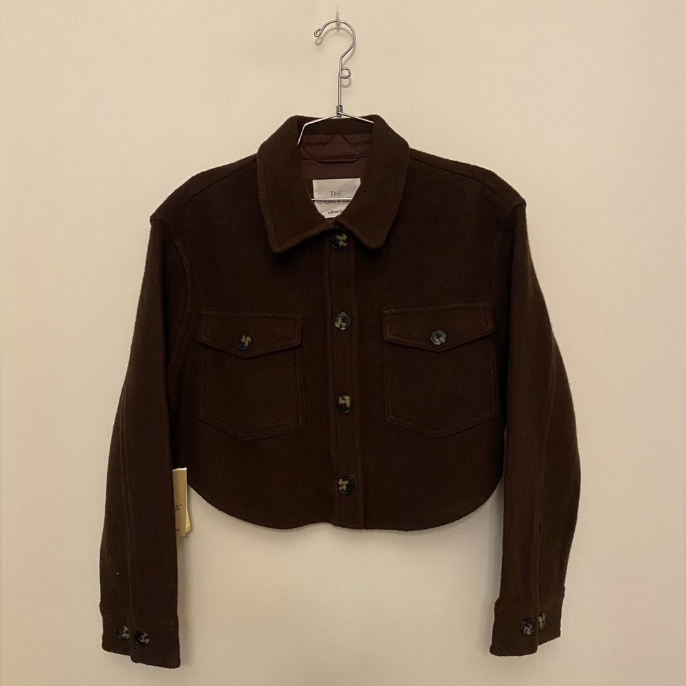 ARITZIA WILFRED FREE GANNA CROPPED JACKET SMALL MOCHA BROWN